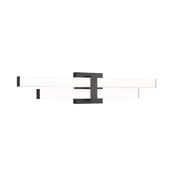 Z-Lite Zane Vanity, 2-Light, 25 In.W x 2.5 In.L x 5 In.H, Matte Black/Frosted 1008-25W-MB-LED - main
